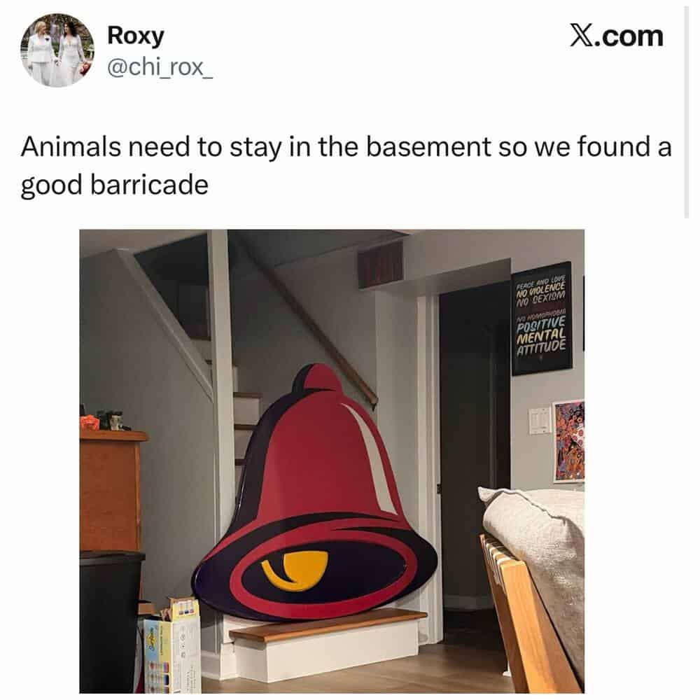Animals need to stay in the basement so we found a good barricade.