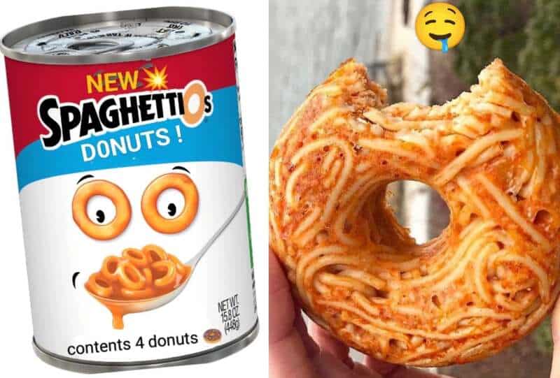 Can of SpaghettiOs Donuts with a donut-shaped spaghetti snack.