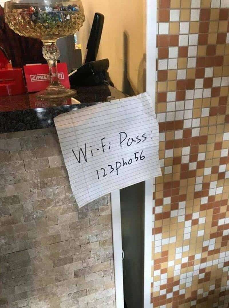 Wi-Fi password written on paper: 123ph056.