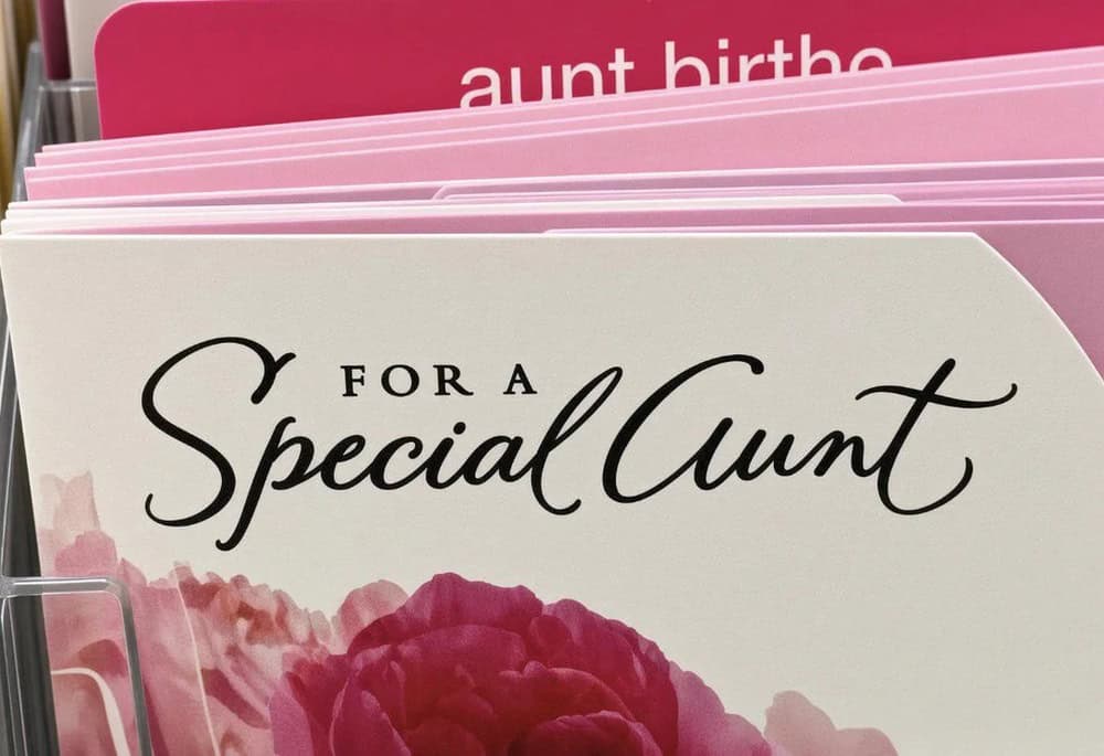 For a special aunt card with pink flowers and elegant script.