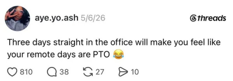 Three days in the office will make you feel like your remote days are PTO.