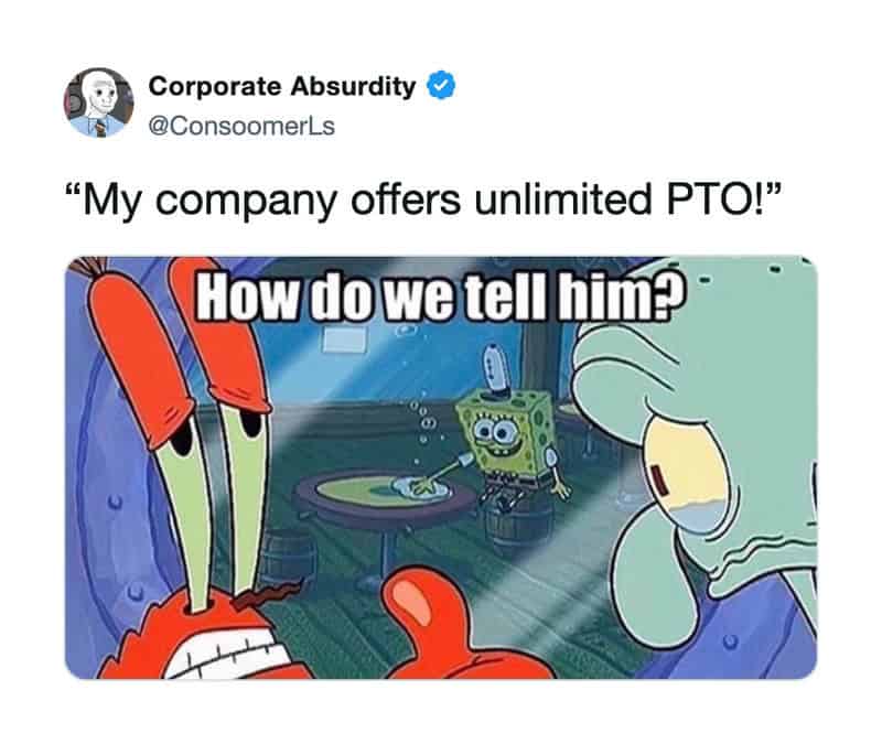 SpongeBob SquarePants and Squidward with a crab, with text 'How do we tell him?'.