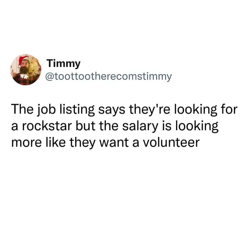 The job listing says they're looking for a rockstar but the salary suggests they want a volunteer.