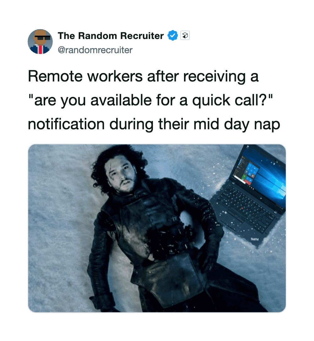 Remote worker lying on snow with laptop, after notification for quick call.