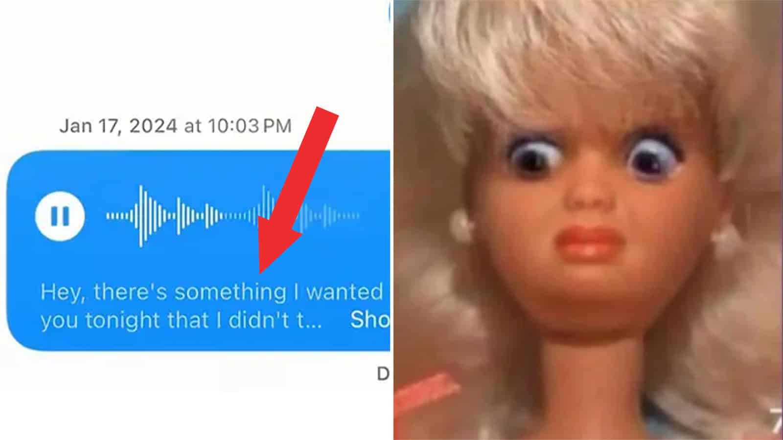 Voice message with text: Hey, there's something I wanted you tonight that I didn't t...