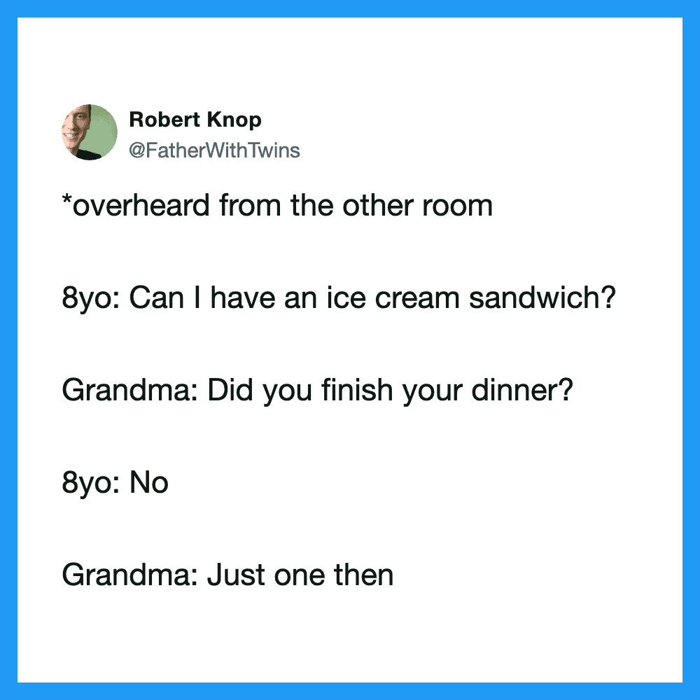 A humorous text conversation about ice cream sandwiches between an 8-year-old and grandma.