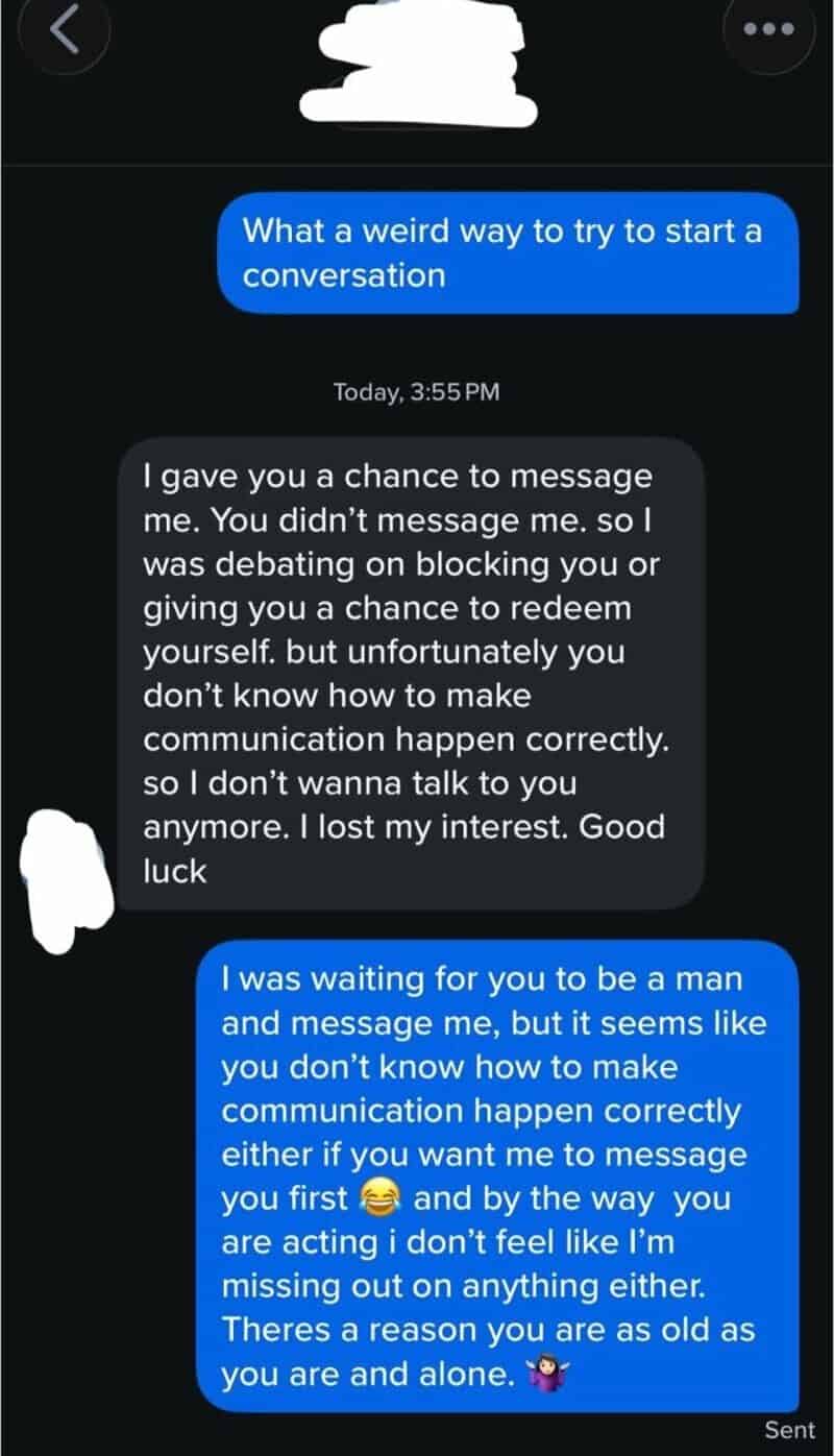Screenshot of a messaging app conversation about communication and loneliness.