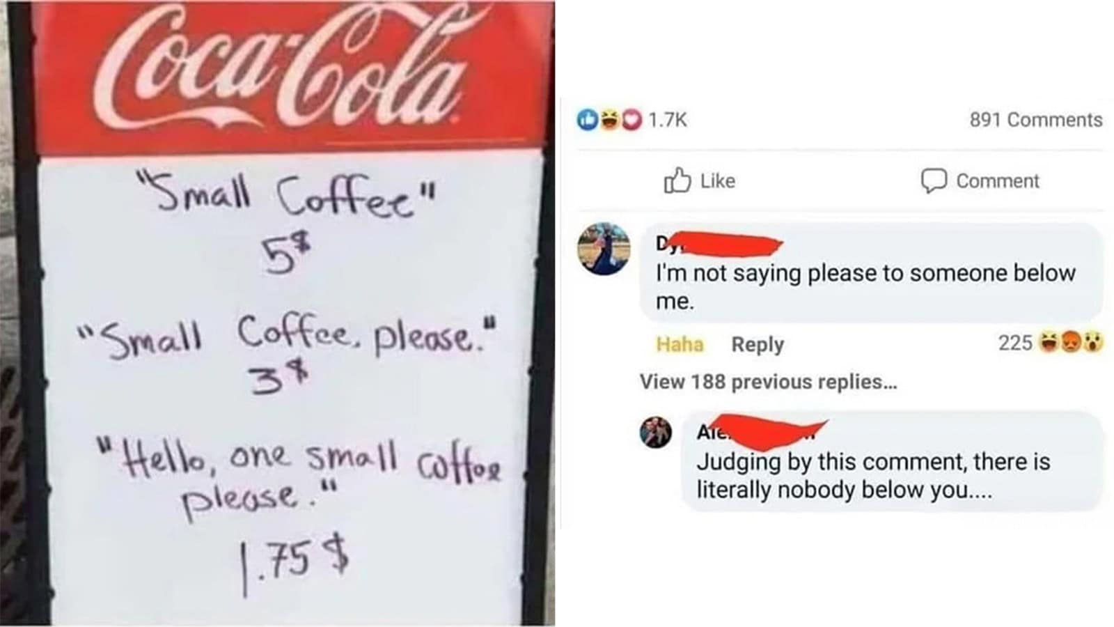 Small coffee 5, small coffee please 3, hello one small coffee please 1.75.