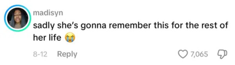 Sadly she's gonna remember this for the rest of her life with a crying emoji.