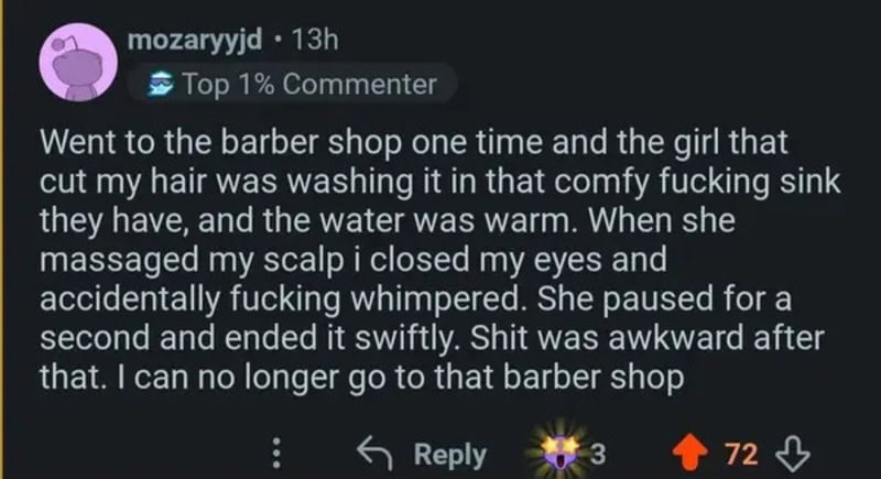 Customer recounts a funny haircut experience at a barber shop gone wrong.
