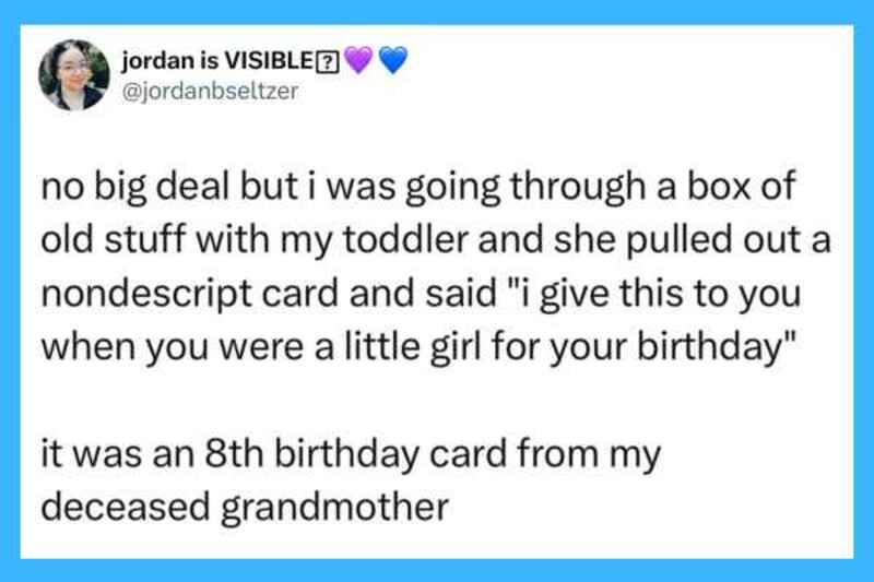 Child's birthday card from grandmother given by toddler to little girl.
