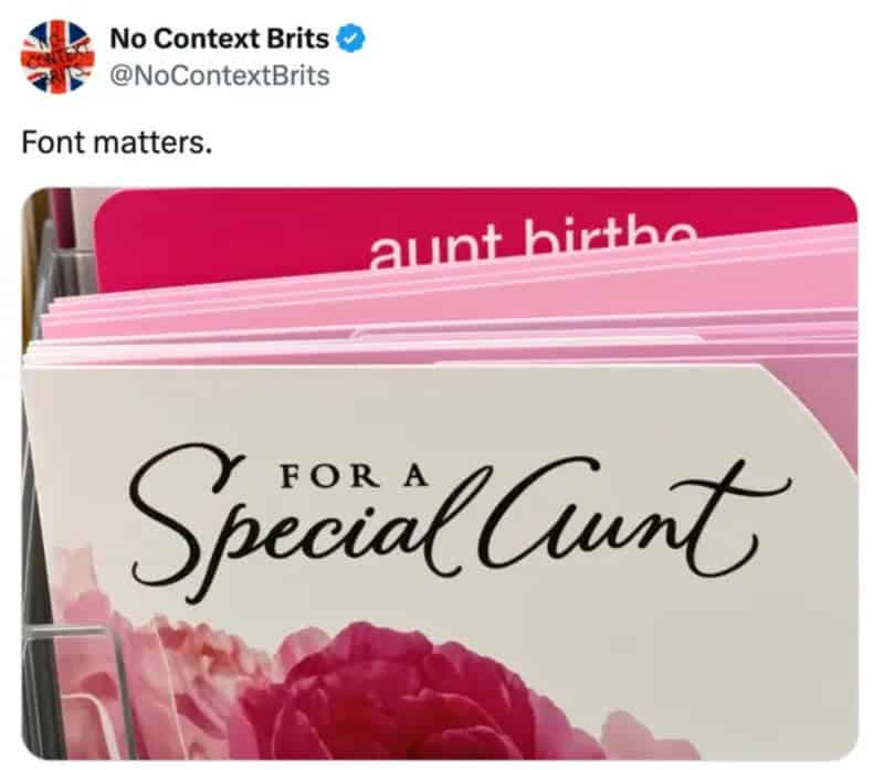 Greeting card reading 'For a Special Aunt' with pink flowers.