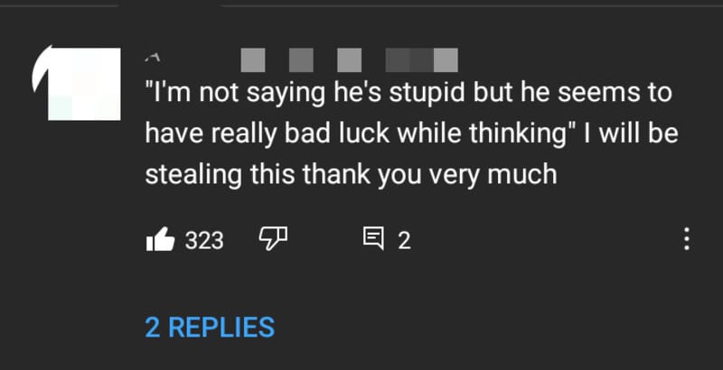 'I'm not saying he's stupid but he seems to have really bad luck while thinking'.