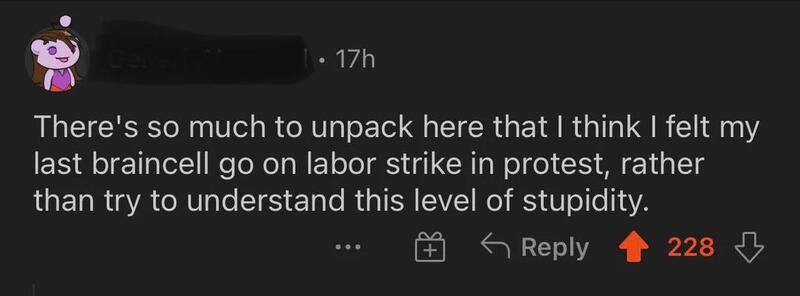 Person expressing frustration about labor strike and stupidity.