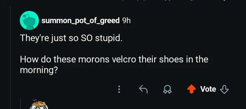 They're just so SO stupid. How do these morons velcro their shoes in the morning?.