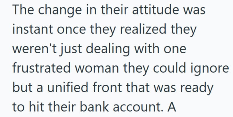 Text excerpt about attitude change and frustration with a unified front.