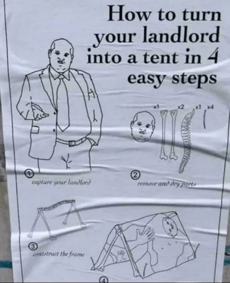 How to turn your landlord into a tent in 4 easy steps with illustrations.