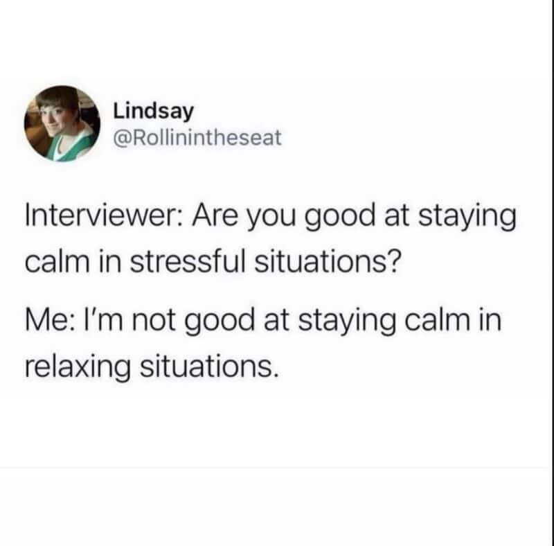 Twitter post by Lindsay about staying calm in stressful situations.