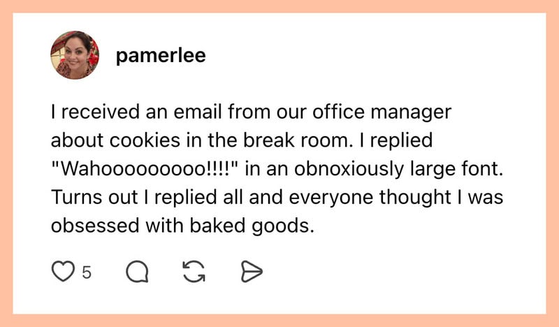 Screenshot of a social media post about cookies and baked goods.