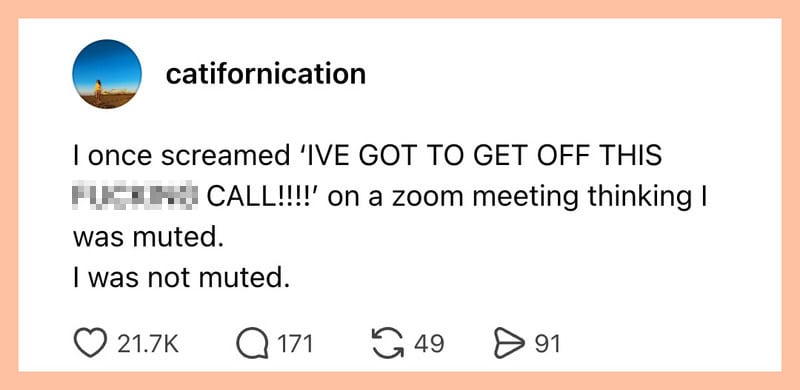 Employee frustrated during a Zoom meeting, expressing anger about a call.