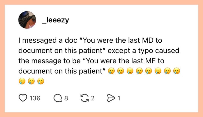 A social media post about a typo in a medical document.