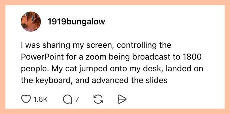 Sharing screen controlling PowerPoint for a zoom broadcast to 1800 people.
