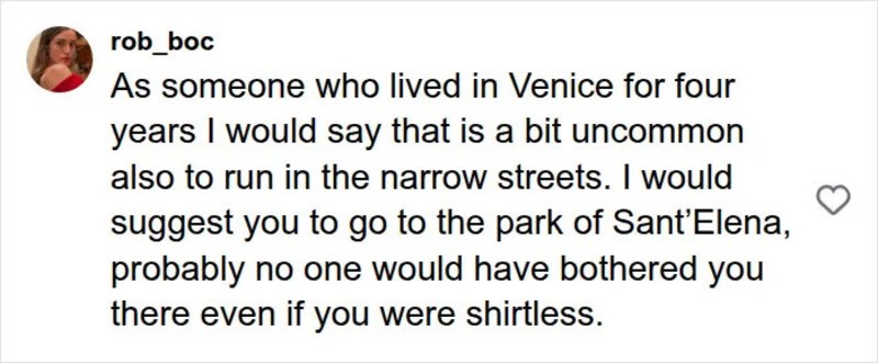 Comment about Venice streets and Sant'Elena park from a resident.