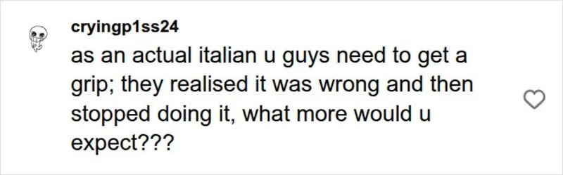 A humorous comment about Italian guys needing to get a grip.