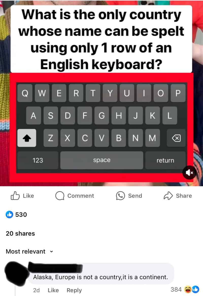 Question about a country name spelled with one row of an English keyboard.