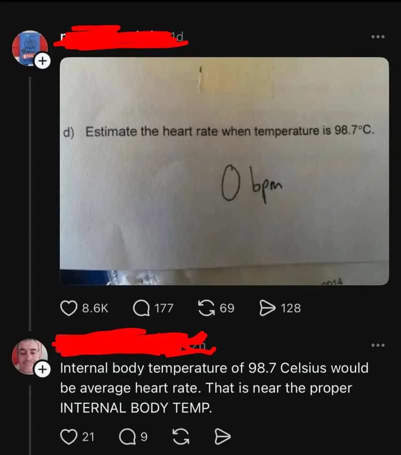 Estimate heart rate at 98.7°C, with a note about internal body temperature.