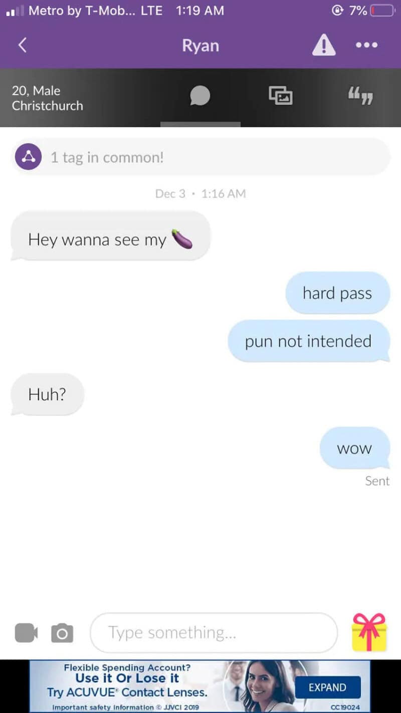 Text conversation with flirtatious messages and responses about seeing each other.