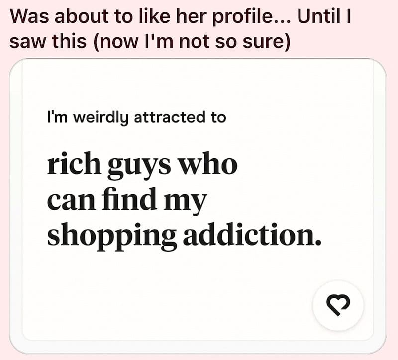 I'm weirdly attracted to rich guys who can find my shopping addiction.
