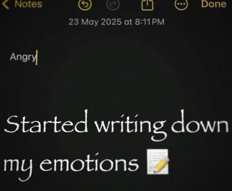 Angry started writing down my emotions with a pencil and paper.