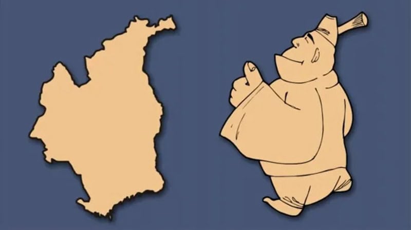 Map of France reimagined as a smiling, chubby character with a hat.