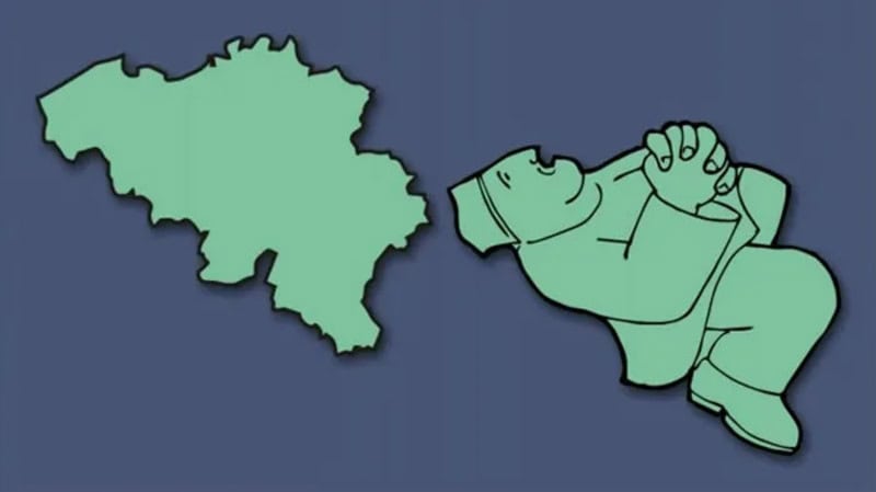 Map of Europe shaped like a sleeping person with arms crossed.