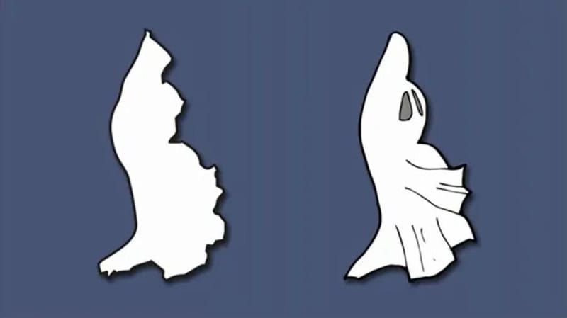 Silhouettes of European countries shaped like a person and a woman in a dress.