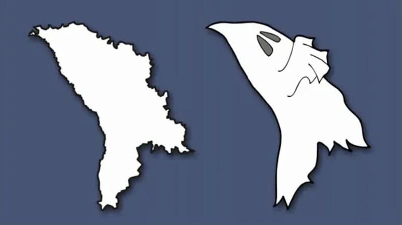 Map of South America and a fish shape, side by side.
