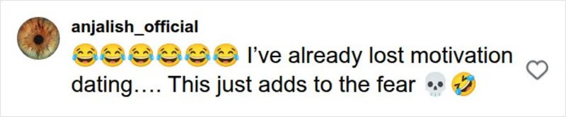 Laughing emojis with text about lost motivation and fear in dating.