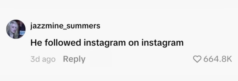 He followed Instagram on Instagram.