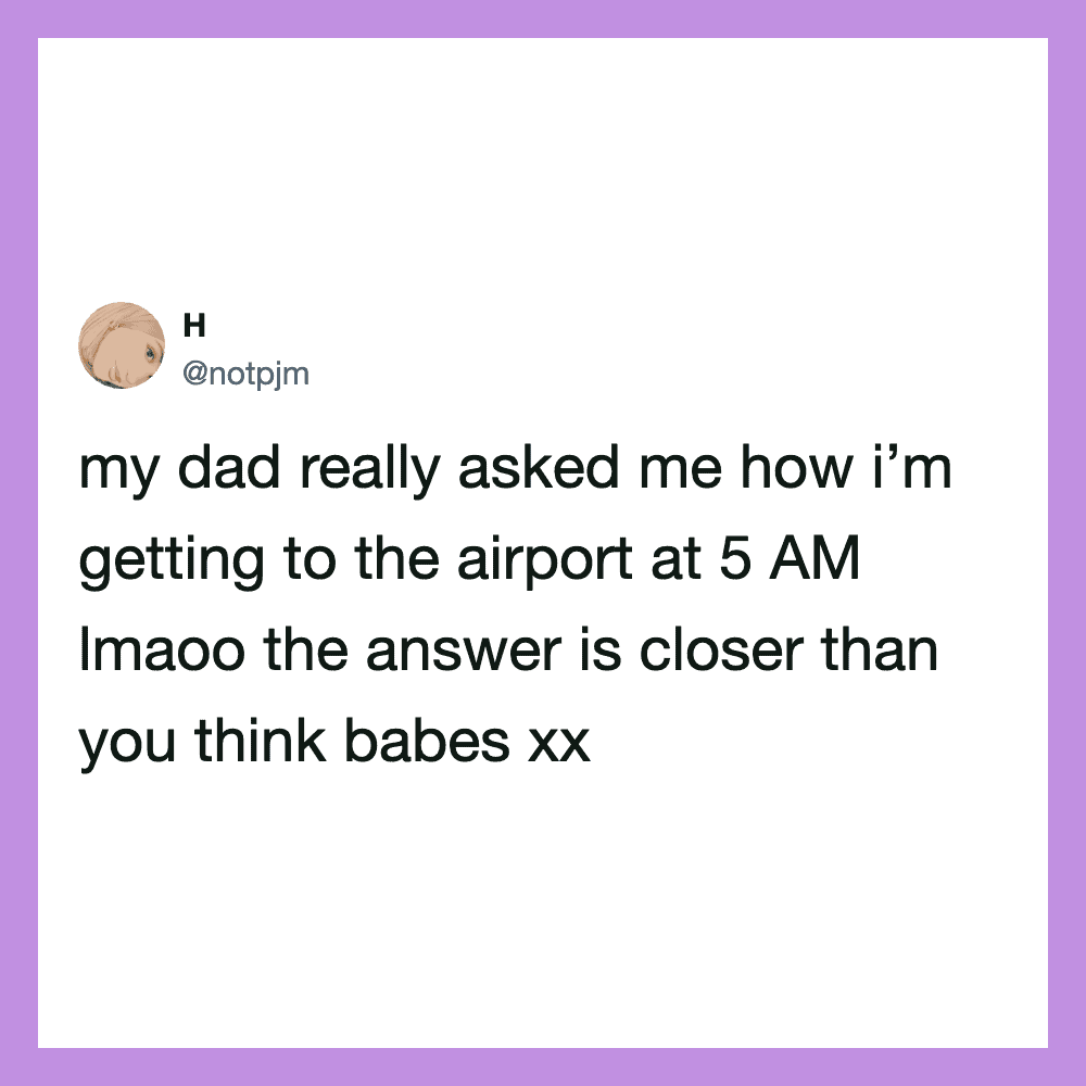 Tweet from @notpjm about getting to the airport at 5 AM.