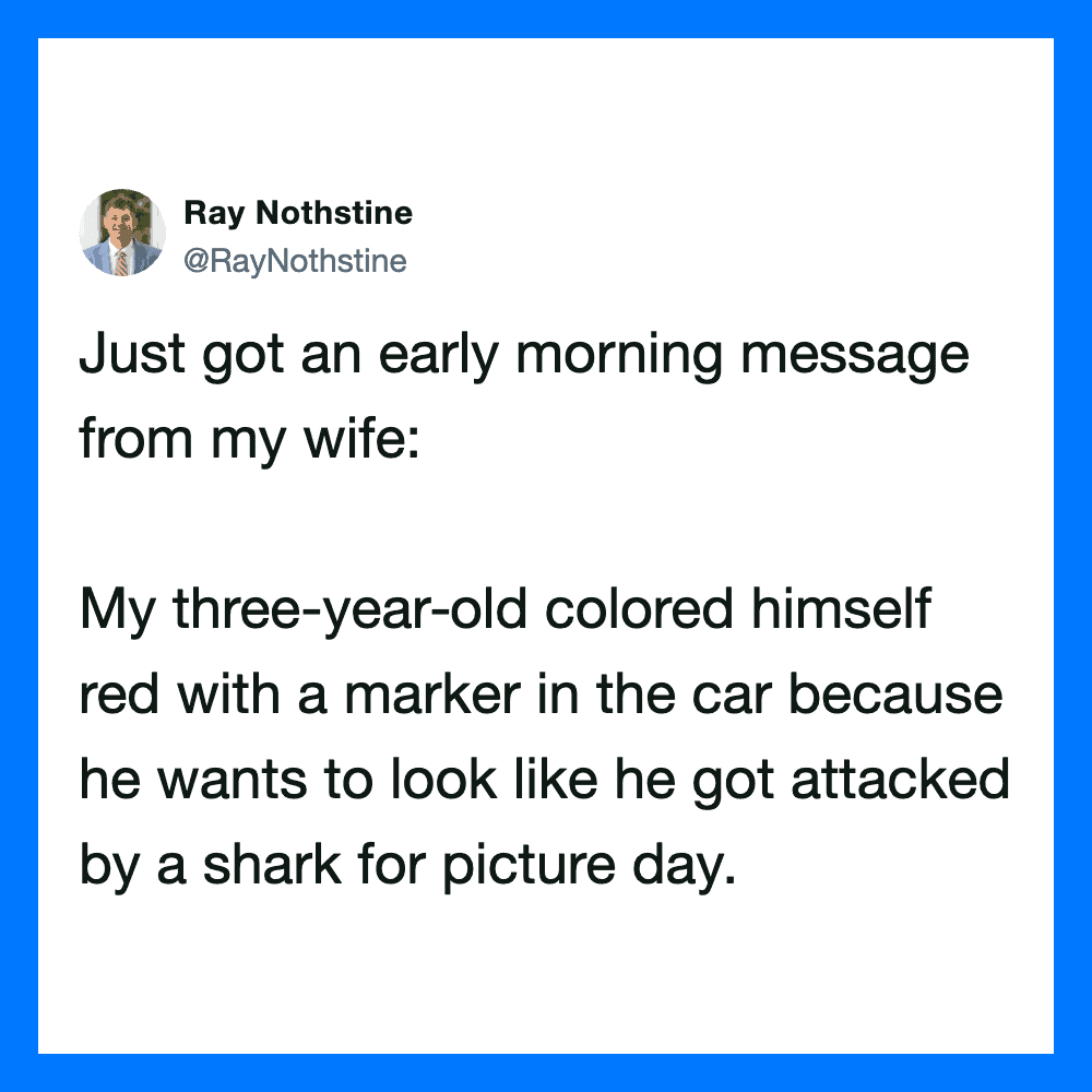 A tweet about a three-year-old boy with a red marker on his face, looking like he was attacked by a.