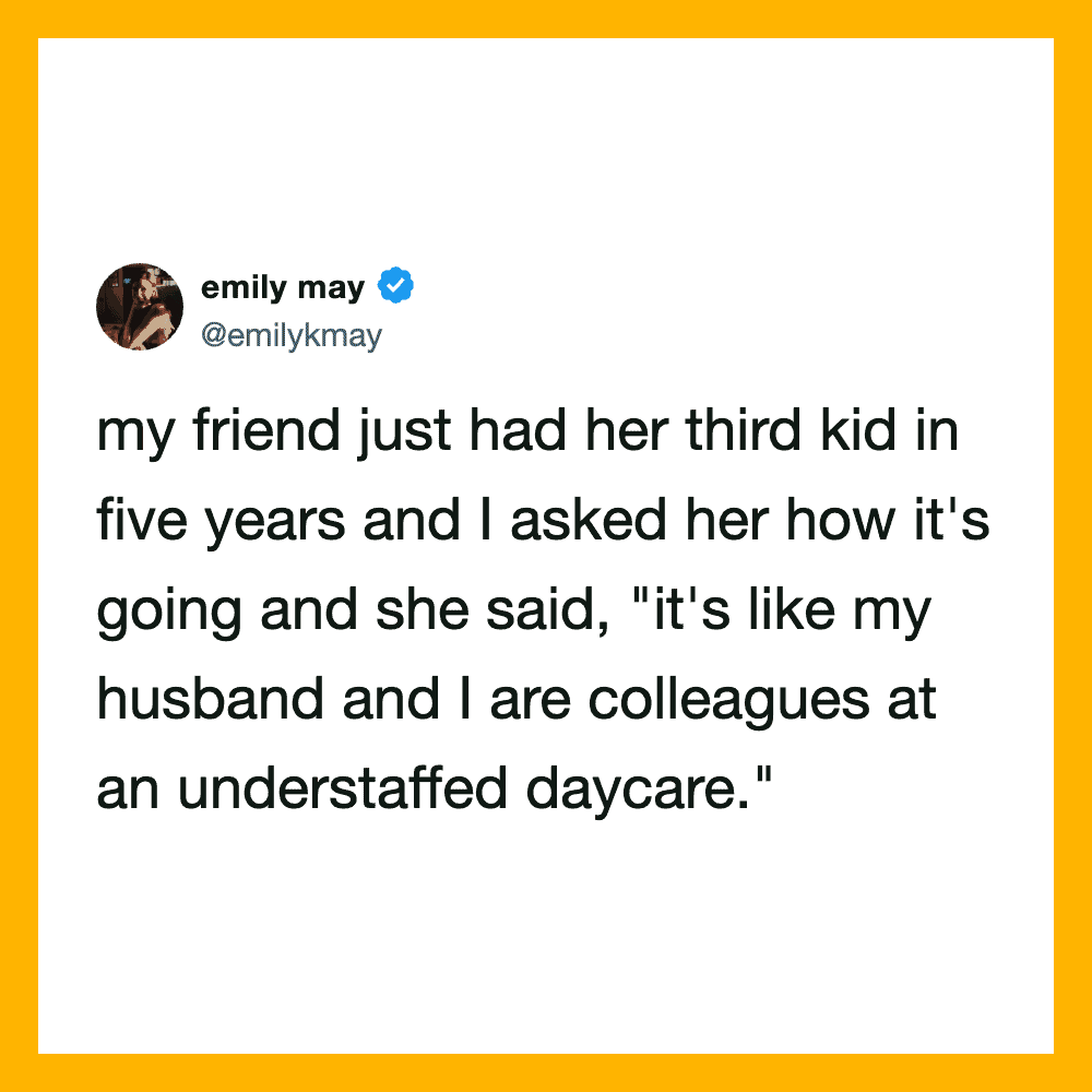 Friend compares her daycare colleagues to her husband's work colleagues.