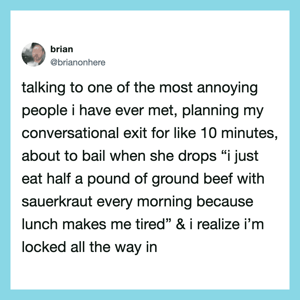 Tweet by brian about planning an exit after a frustrating conversation.
