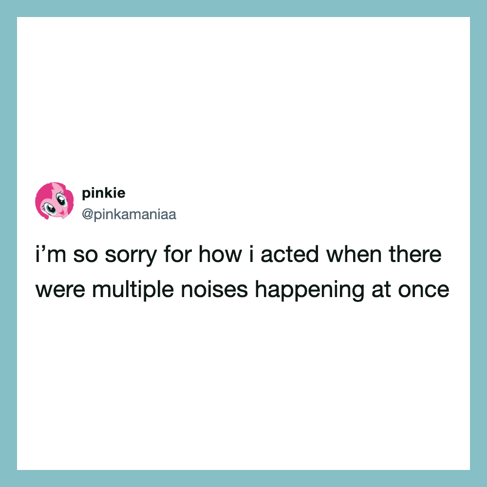Twitter post by pinkie apologizing for acting during noise.