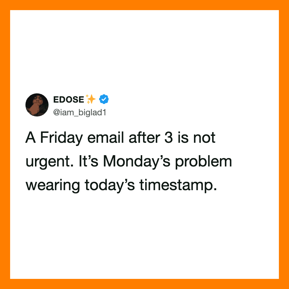 A tweet from EDOSE about Monday's problem with a timestamp.