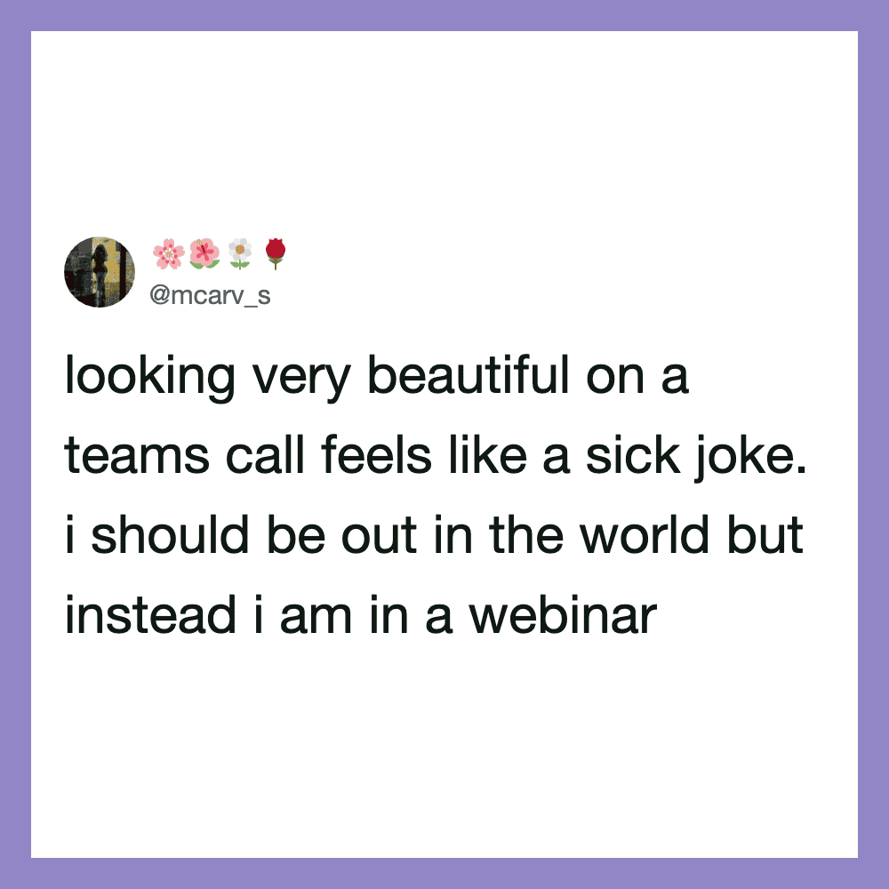 A tweet about a team call feeling like a sick joke, posted by @mcarv_s.