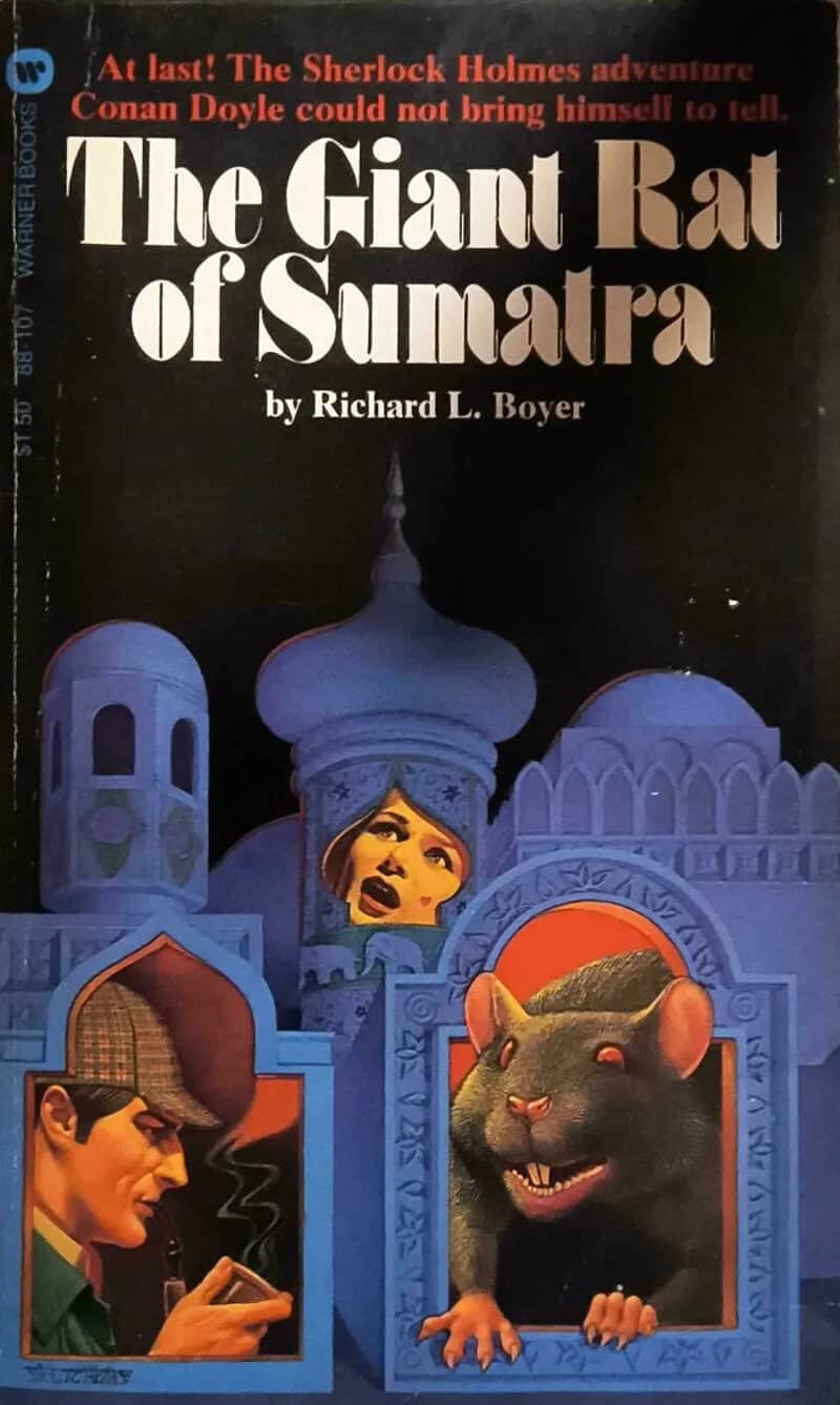 Book cover for 'The Giant Rat of Sumatra' by Richard L. Boyer, featuring a rat and characters.