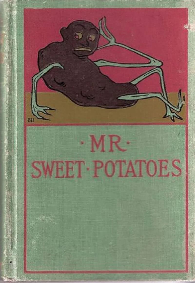 Book cover titled 'MR. SWEET POTATOES' with a cartoonish creature on top.