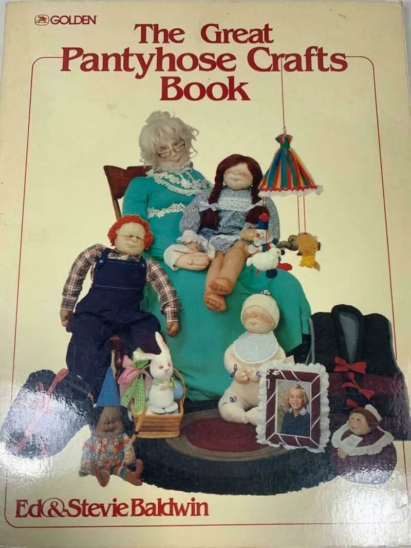 The Great Pantyhose Crafts Book cover with dolls and craft items.