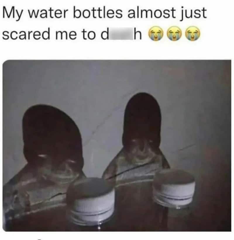 My water bottles almost just scared me to death with funny faces.